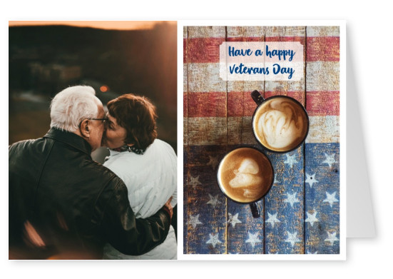 photo US flag two cups of coffee