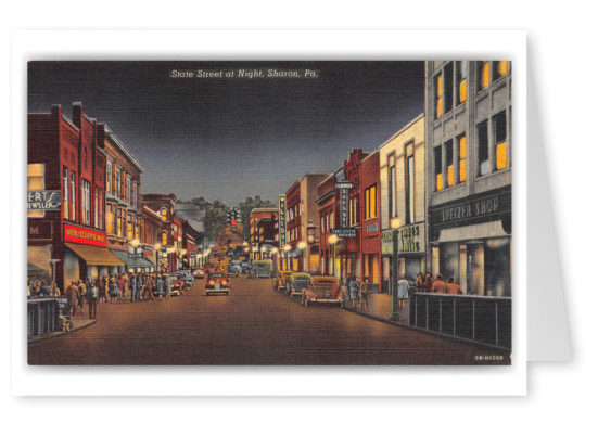Sharon, Pennsylvania, State Street at night