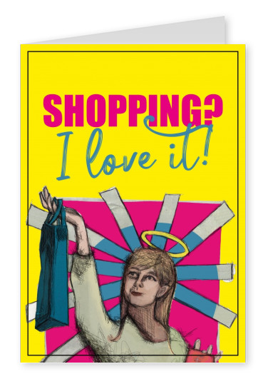 cartolina dicendo Shopping I love it