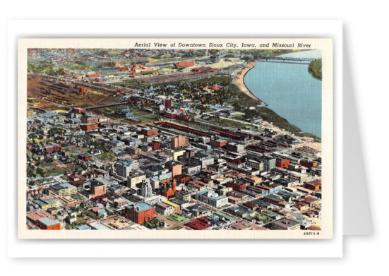 Sioux City, Iowa, downtown aerial view