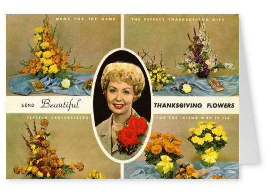 Curt Teich Vykort Arkiv Samling skicka vacker Thanksgiving blommor