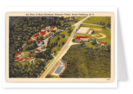 South Fallsburg, New York, air view of Hotel Brickman