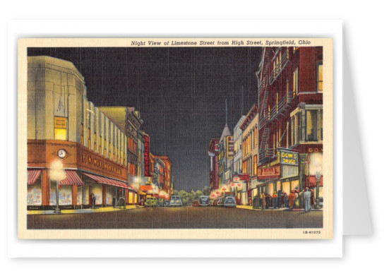 Springfield, Ohio, Limestone Street from High Street at night