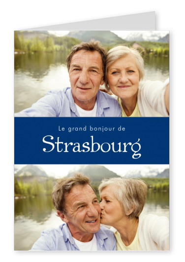 Strasburgo saluti in lingua francese blu bianco