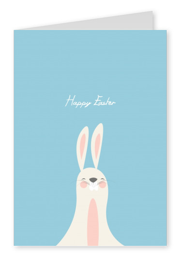 happy easterbunny on blue background wishing a happy easter