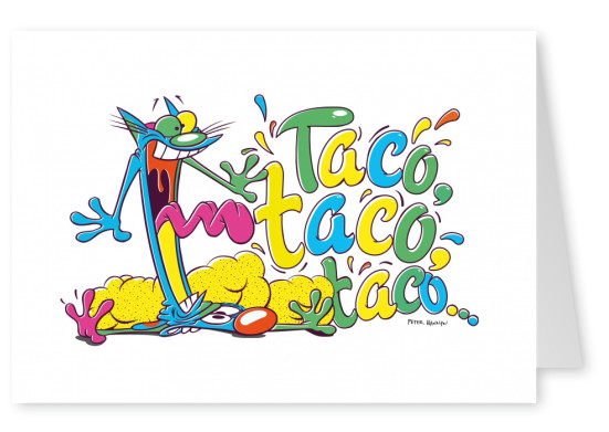 Postkarte CatDog Taco Taco Taco