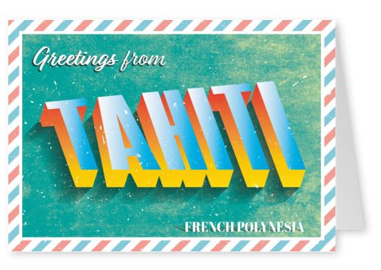 Retro postcard Tahiti