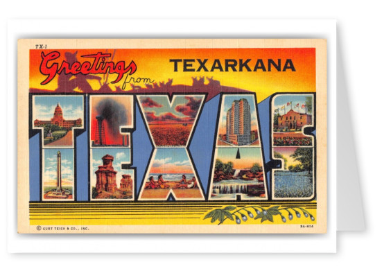 Texarkana Texas Greetings Large Letter