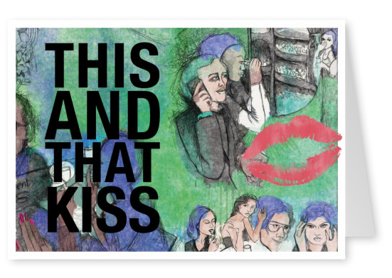 Sandra Schunn art postcard This and that Kiss