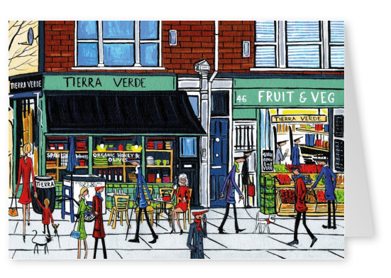 Illustration Södra London Konstnären Dan Tierra verde Frukt