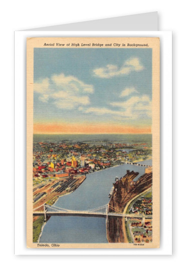 Toledo Ohio High Level Bridge and City Aerial View