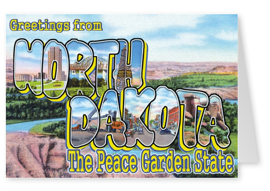 North Dakota design vintage greeting card