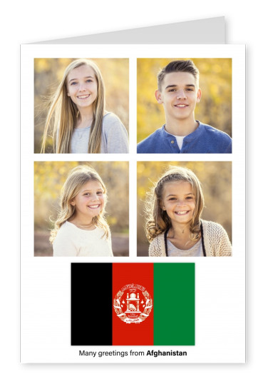 Postal con la bandera de Afganistán