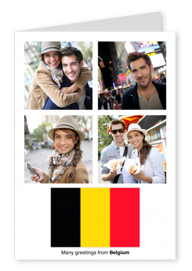 Postal con la bandera de Bélgica