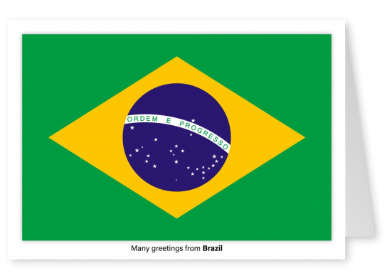 Postal con la bandera de Brasil