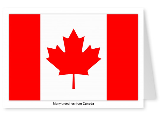 Postal con la bandera de Canadá