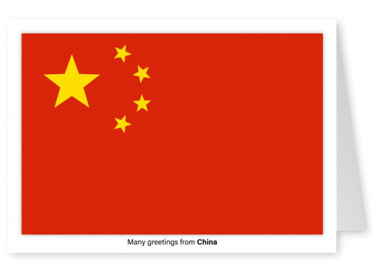 Postal con la bandera de China