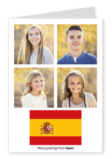 Postal con la bandera de España
