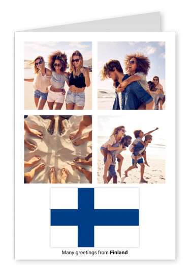 Postal con la bandera de Finlandia