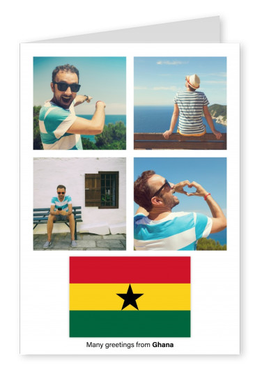 Postal con la bandera de Ghana