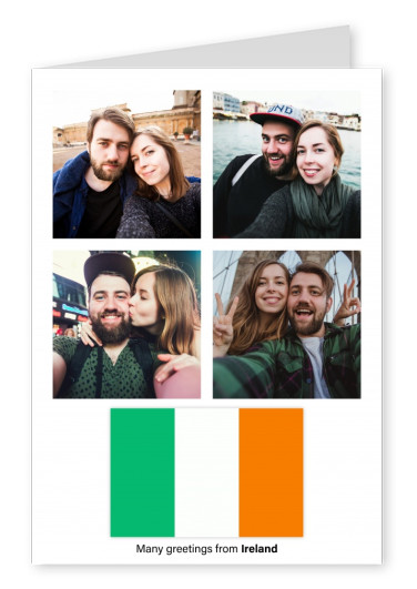Postal con la bandera de Irlanda