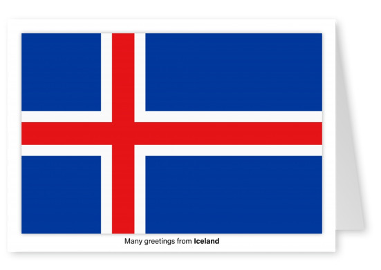 Postal con la bandera de Islandia
