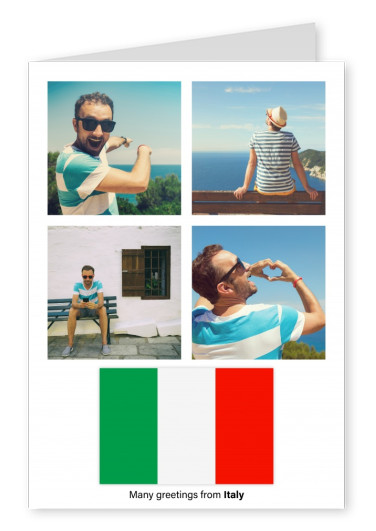 Postal con la bandera de Italia