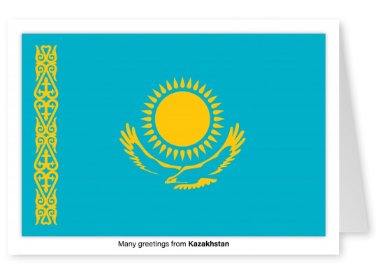 Postal con la bandera de Kazajstán