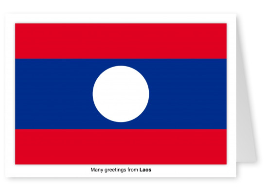 Postal con la bandera de Laos