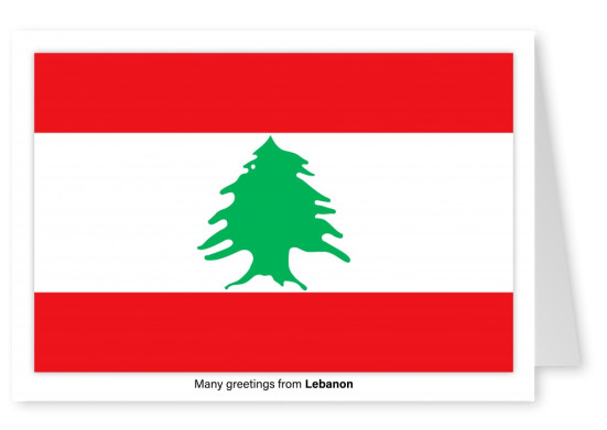 Postal con la bandera de Líbano