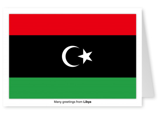 Postal con la bandera de Libia