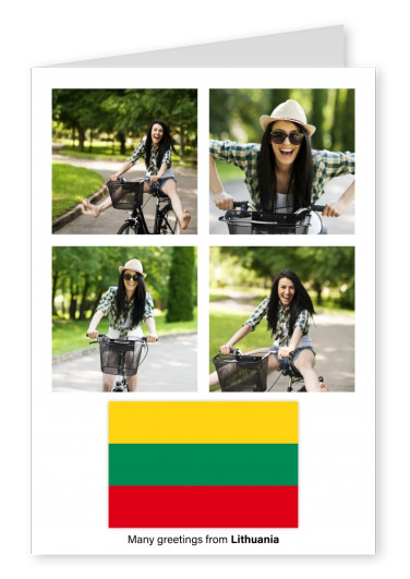 Postal con la bandera de Lituania