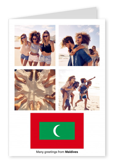 Postal con la bandera de Maldivas
