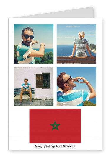 Postal con la bandera de Marruecos
