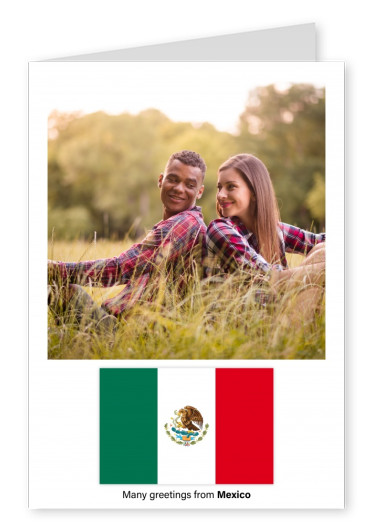 Postal con la bandera de México