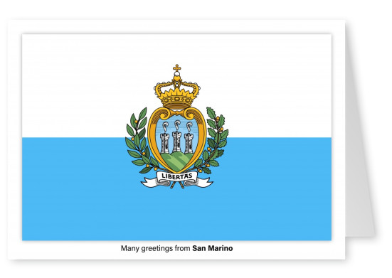 Postal con la bandera de San Marino