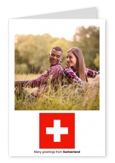 Postal con la bandera de Suiza