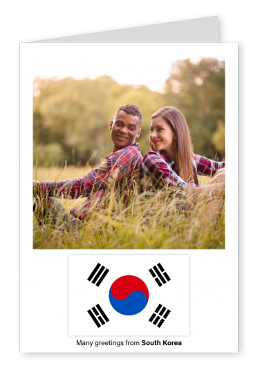 Carte postale avec le drapeau de Salomon, la Corée du Sud