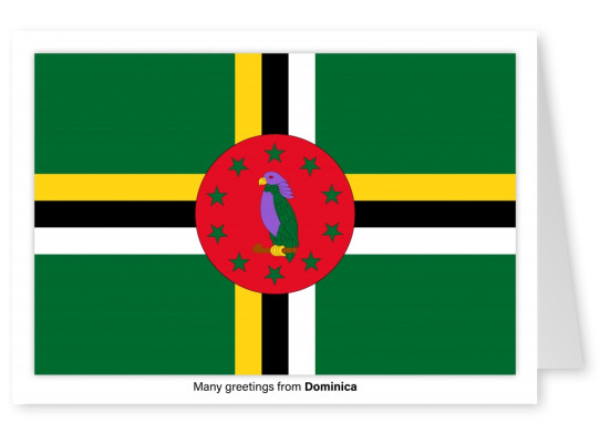 Carte postale avec le drapeau de la Dominique