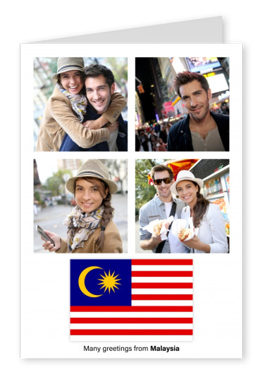 Carte postale avec le drapeau de la Malaisie
