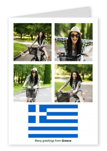 Carte postale avec le drapeau de la Grèce