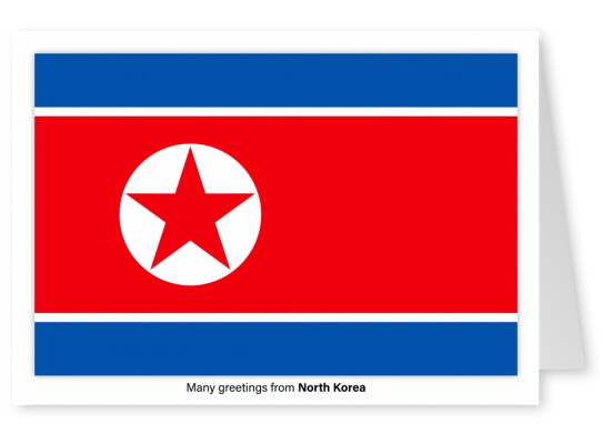 Carte postale avec le drapeau de la Corée du Nord