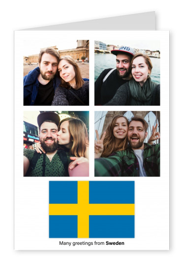 Carte postale avec le drapeau de la Suède