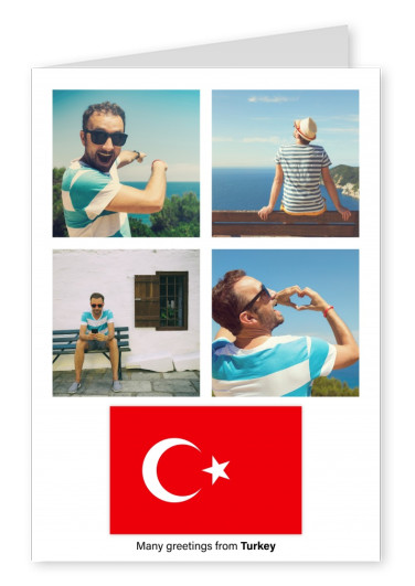 Cartolina con la bandiera della Turchia