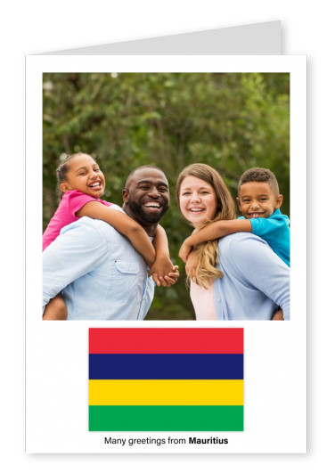 Cartolina con bandiera di Mauritius
