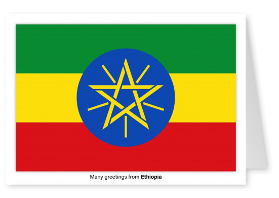 Ansichtkaart met een vlag van Ethiopië