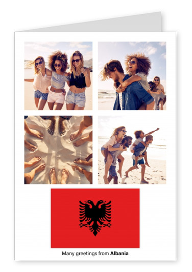 Ansichtkaart met een vlag van Albanië