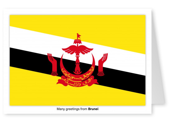 Ansichtkaart met een vlag van Brunei