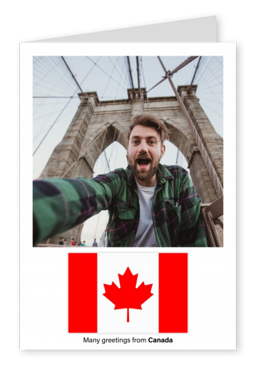 Ansichtkaart met de vlag van Canada