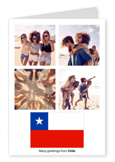 Ansichtkaart met een vlag van Chili